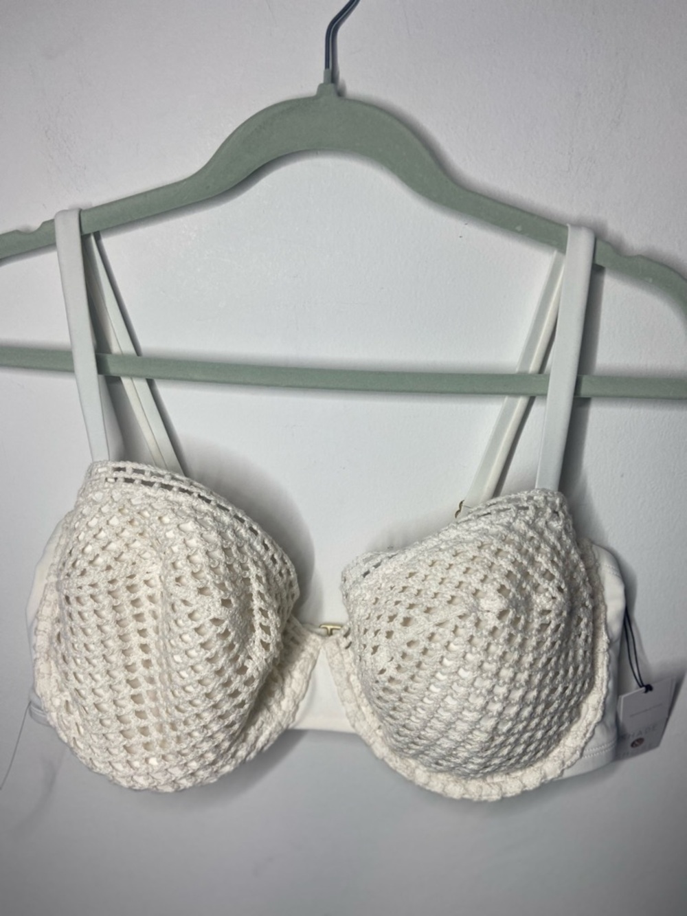 Shade & Shore White Crochet-Overlay Bra